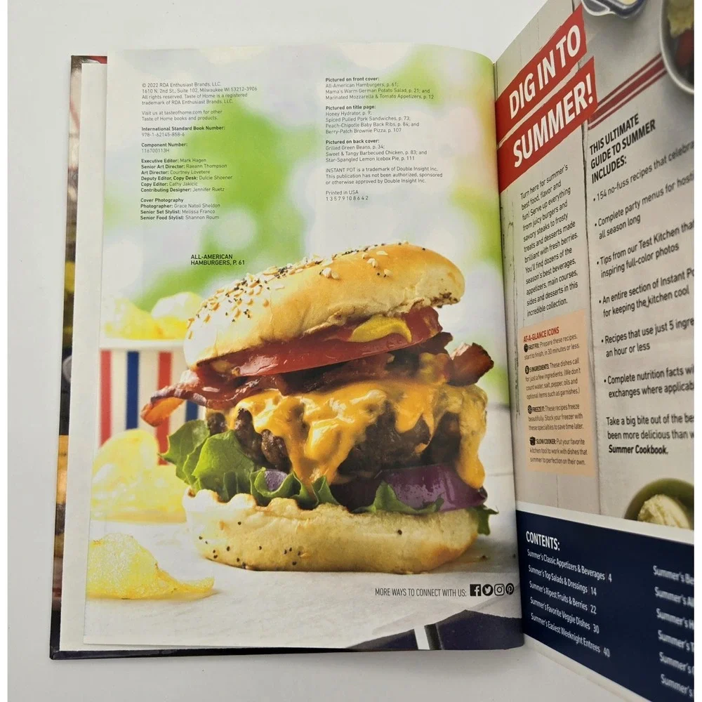 Taste of Home American Summer Cookbook 2022‎ Hardcover Book Used Recipes